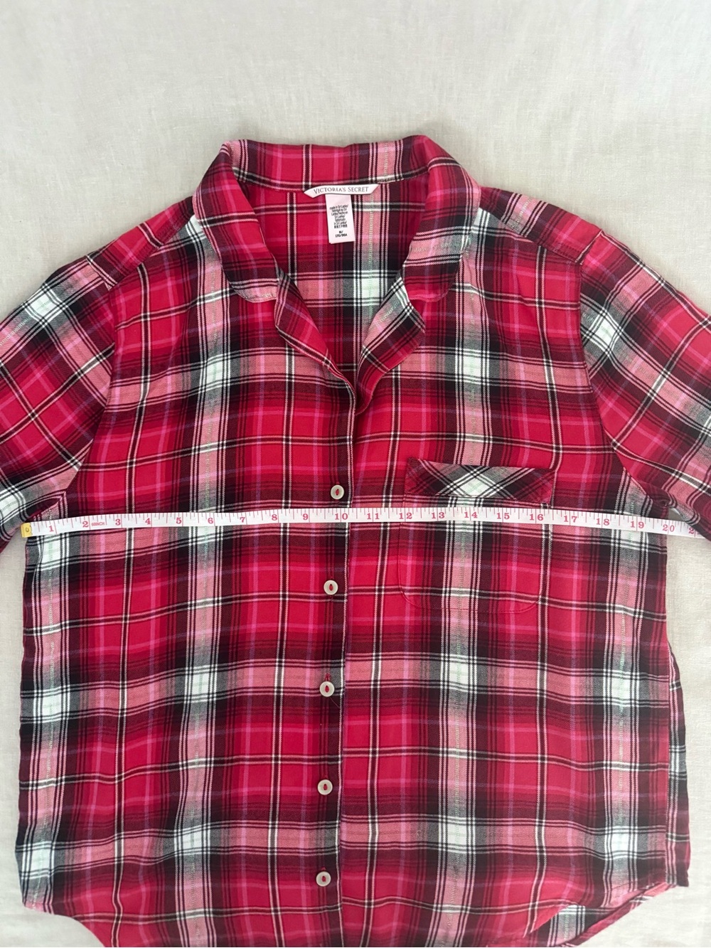 Victoria's Secret Red Black Plaid Pajama Set | Subtle Silver Shimmer Thread - Picture 12 of 14